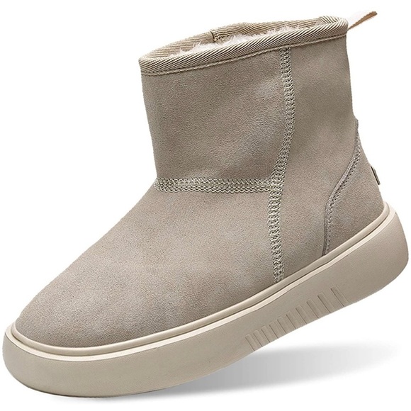 Shoes - New Womens Winter Fur Lined Suede Ankle Snow Boots Beige